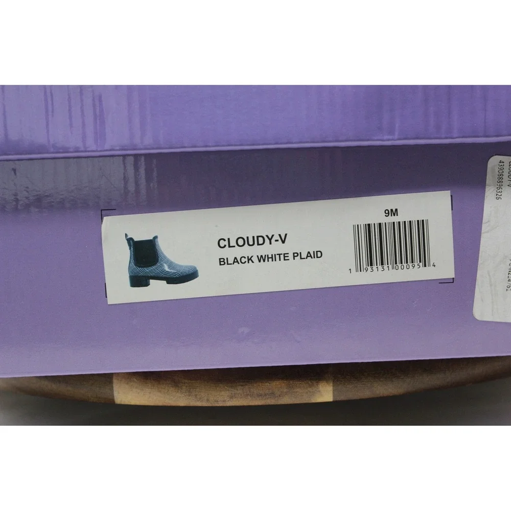 Jeffrey Campbell‎ Cloudy-V Black White Plaid Platform Chelsea Boots 9M